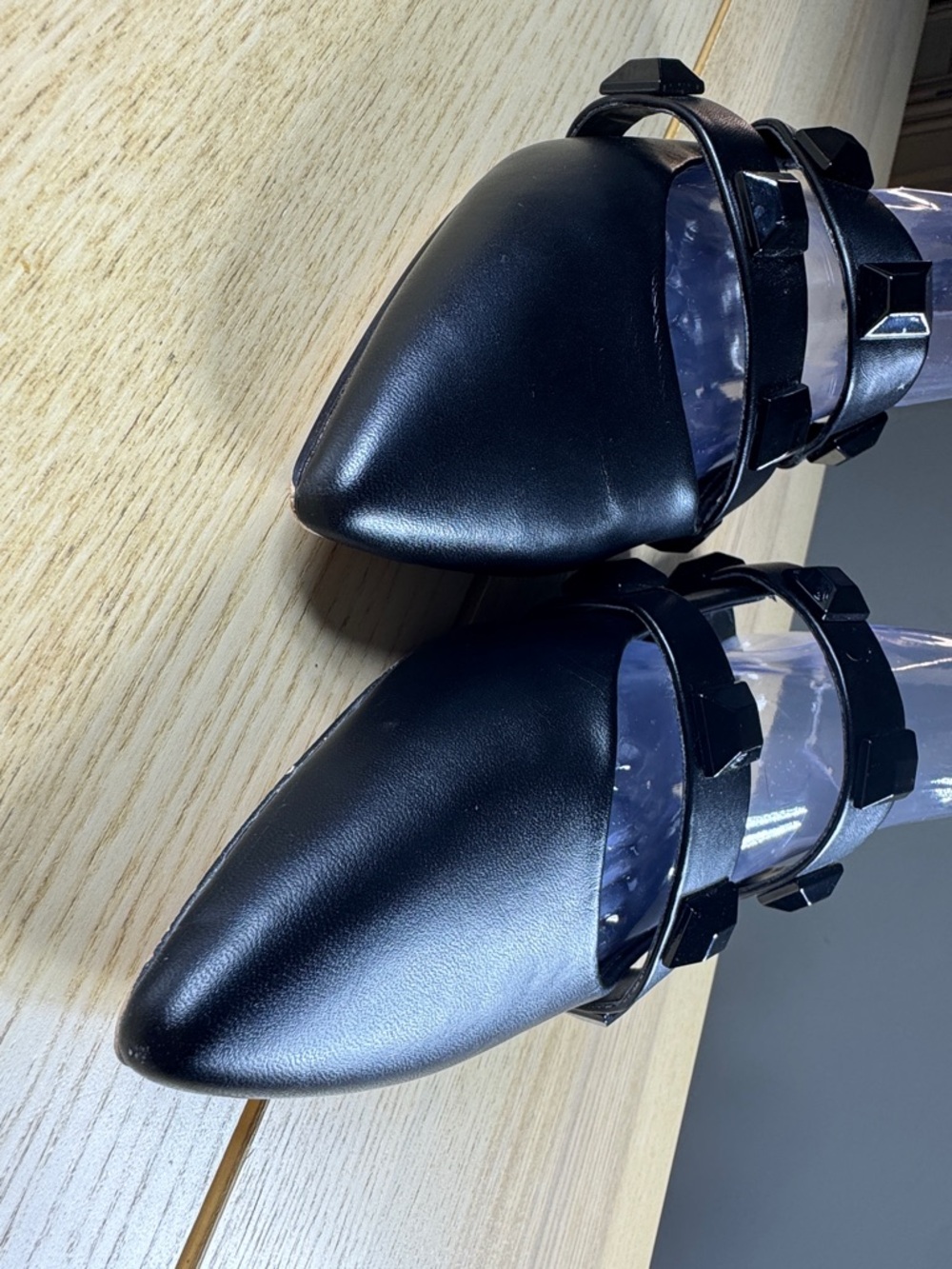 Marc Fisher Black Pointed Leather Stud-Embellished Mule - Picture 3 of 12